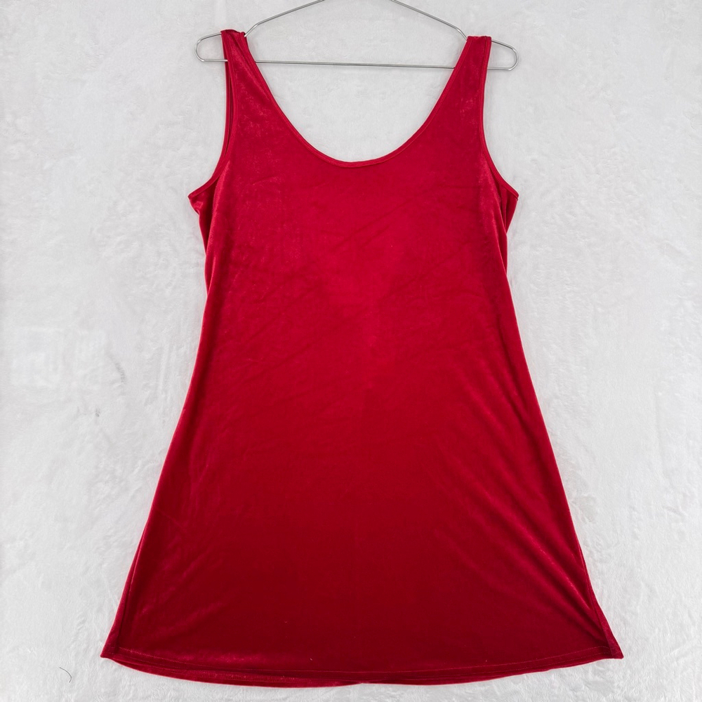 Y2K 90s Red Velvet Mini Dress Open Back Sleeveless Whimsigoth Vintage Glam Small